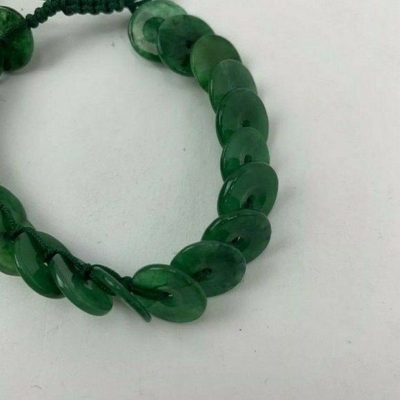 Green Agate Bi Pi Round Disc Shamballa Bracelet - Picture 2 of 4